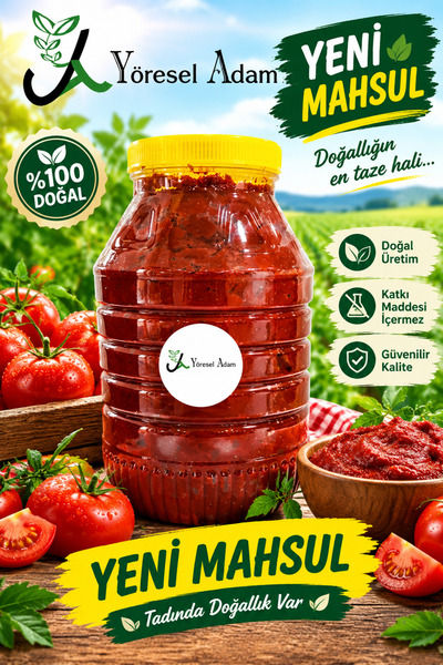 YÖRESELADAM Domates Salçası Ev Yapımı 2026 - 2027 Güneşte Kurutma 5 Kg