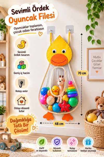 KAŞIKBEY Sarı Civciv Oyuncak Sepeti Çocuk Banyo Oyuncak Organizer Oyuncak filesi Deposu Çok Amaçlı Oyuncak Sepeti Çocuk Oyuncak Düzenleyici