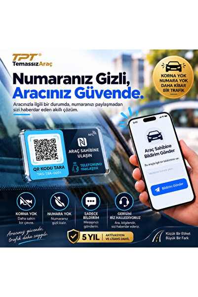 TEMASSIZARAÇ NFC & QR Akıllı Araç İletişim Etiketi – 5 Yıl Aktivasyon Paketi ...