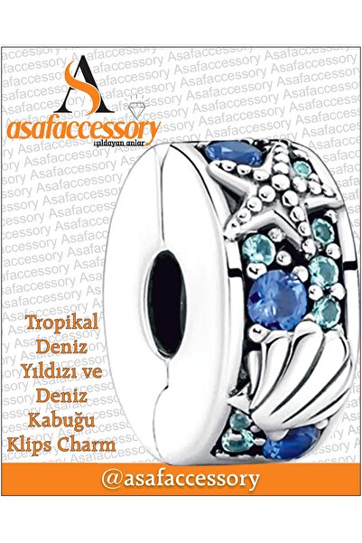 Genel Markalar Mavi istiridye stopper charm | Gümüş Kaplama