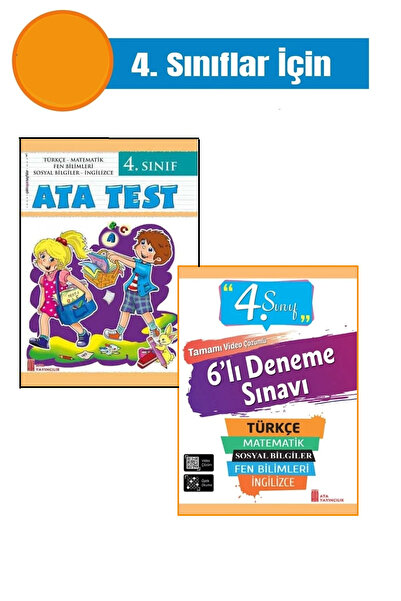 Hepsikitap Ata Yayınları 4. Sınıf 6'lı Poşet Deneme Sınavı + Ata Test + Silgi