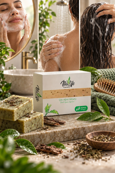 İlla Life Tea Tree Oil Soap Anti-Acne Blackhead Anti-Oiliness 3-in-1 Purifyin...