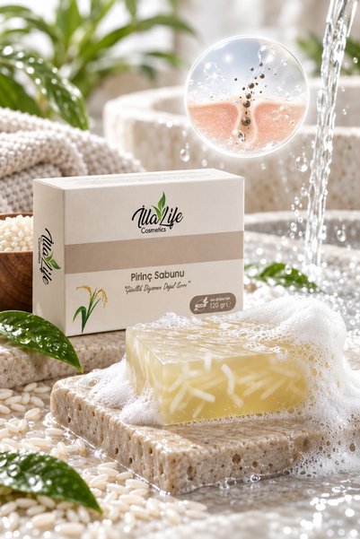 İlla Life Beyazlatıcı Pirinç Sabunu Kararma ve Leke Karşıtı Aydınlatıcı Cilt Tonu Eşitleyici Siyah Nokta Karşıtı Pigmentasyon Dengeleyici Pirinç Özlü Yüz Temizleme Doğal El Yüz ve Vücut Sabunu 120 gr