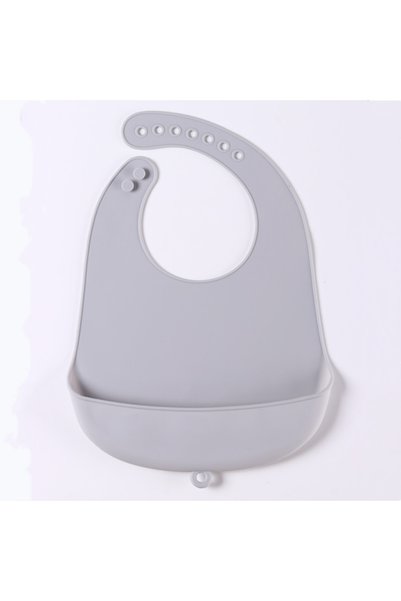 Choice One Size silver grey 1/2pcs Food Grade Silicone Baby Eating Bibs Easy ...