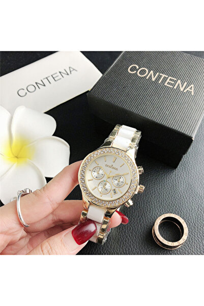 Choice11 079 Gold White CONTENA Top Brand Luxury Watches for Women Fashion Cr...