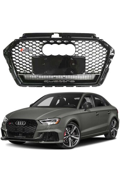 beyaztuning Audi A3 Ön Panjur Izgara RS3 Model Siyah 2016-2021 Arası