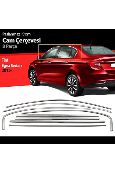 beyaztuning Fiat Egea Cam Çıta Çerçevesi Komple Set Kromu Nikelajı 8 Parça Pa...