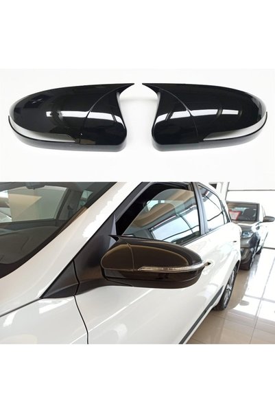 Universal Hyundai i20 Sinyalli Yarasa Ayna Kapağı Batman Parlak Siyah Piano B...