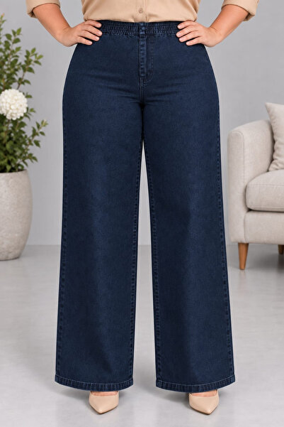 CEDY DENIM - Büyük Beden Likralı Kumaş Cepsiz Beli Lastikli Palazzo Pantolon ...