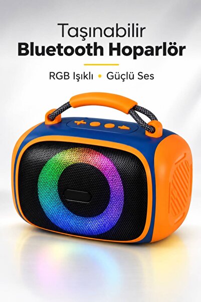Omaze Taşınabilir Bluetooth Hoparlör RGB Işıklı Şarjlı Kablosuz Mini Ses Bomb...