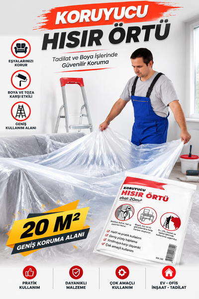 NZB Hışır Örtü Boyacı Naylonu Eşya Zemin Koruma 20 M² (4x5 Metre)