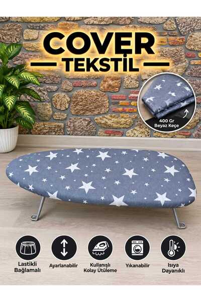 COVER TEKSTİL MİNİ ÜTÜ MASASİ KILIFI 1 Kalite Beyaz Keçe Ütü Masası Kılıfı Ör...