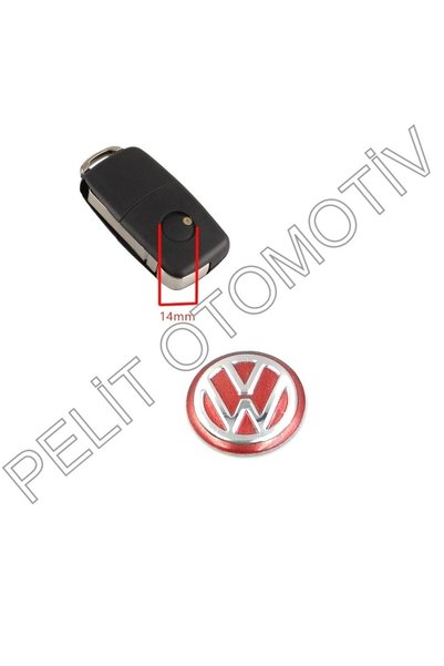PELİTOTOMOTİV Volkswagen Key Logo (1 Piece 14mm) 3B0837891 Red