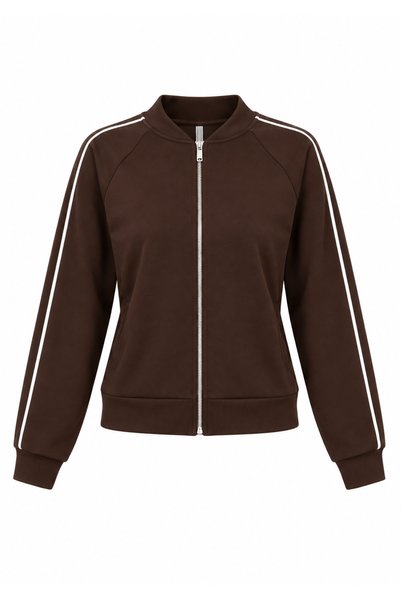 BY HUPE Modal Fabric Stripe Inter Piped Zippered Sweatshirt & Trousers Two-Piece Set