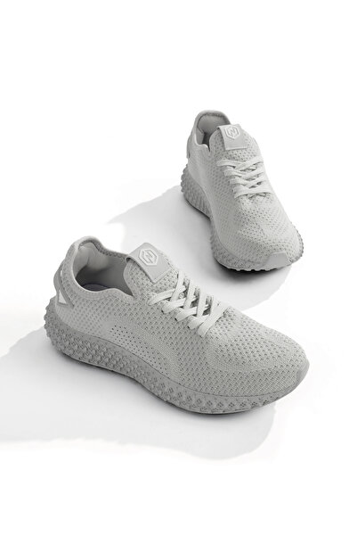Tonny Black Unisex Gri Örgü File Detaylı Bağcıklı Sneaker