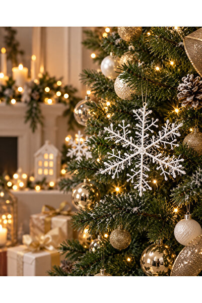 Masalsı Concept 3 Pieces of Snowflake Glitter Christmas Ornament, Glitter Sno...