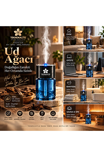 TEKNOKALİTE AirMist D5 Ultrasonik Aroma Difüzörü Od Ağacı – Akıllı Elektronik...
