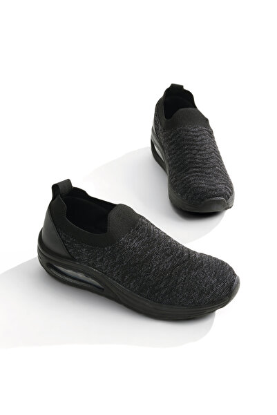 Tonny Black Kadın Siyah Siyah Triko Bağcıksız Air Tabanlı Sneaker