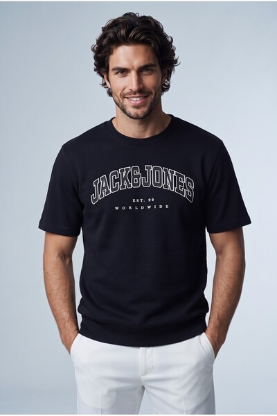 Jack & Jones Jjecaleb Varsity Tee Black Men's T-Shirt 12257579