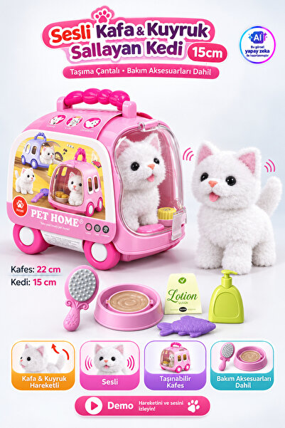 YILDIRIM OYUNCAK Taşıma Araba Çantalı Hareketli Pilli Kedi Set - Aksesuarlı H...
