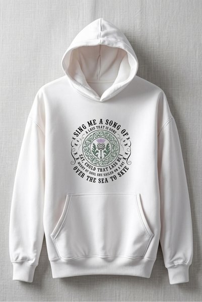 Sebesta Fashion Printed White Oversize Hooded 3 Thread Cotton Unisex Sweatshirt