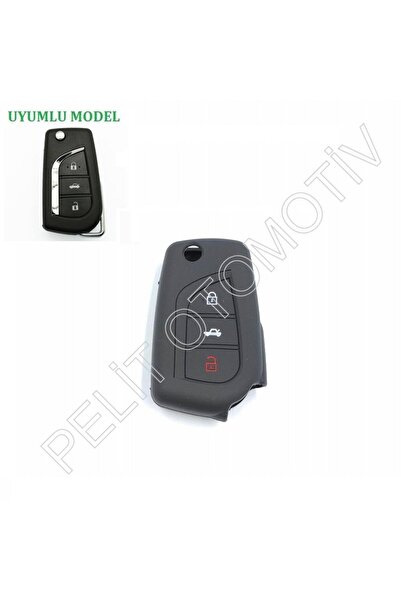 PELİTOTOMOTİV Θήκη κλειδιού Toyota Corolla Auris Avensis Μαύρη σιλικόνη