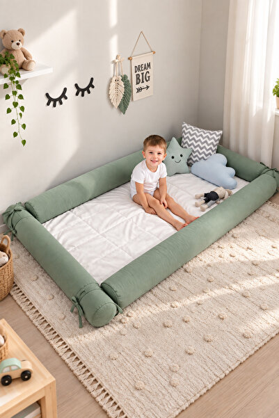 Jaju Baby Yeşil 90x190 Montessori Yatak Bariyer Beşik Kenar Koruma Özel Ölçü ...