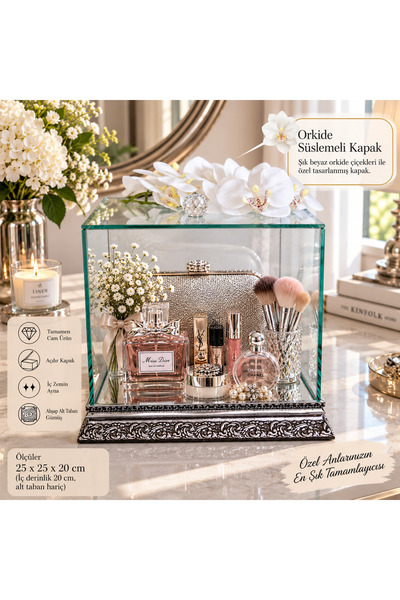 AYZ HOME Cam Söz Nişan Çeyiz Bohça Kutusu 25*25*20 Cm Gelin Damat Bohçası Ahş...