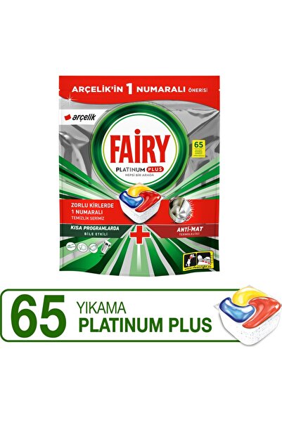 Finish Fairy Platinum Plus 65 Yıkama Limon + Fairy Bulaşık Deterjanı 650 ml Avantajlı Set