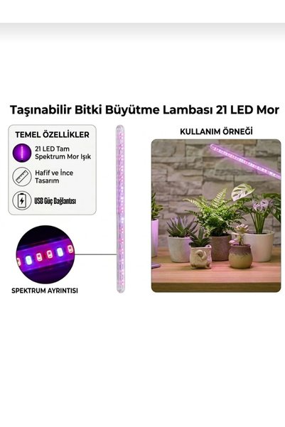 efmues Bitki Büyütme Lambası 21 Led Mor ışık taşınabilir