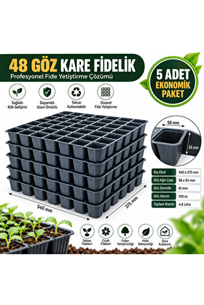E GARDEN 48 Göz Kare Fide Viyolü 100 cc – 5’li Fide Yetiştirme ve Çimlendirme...