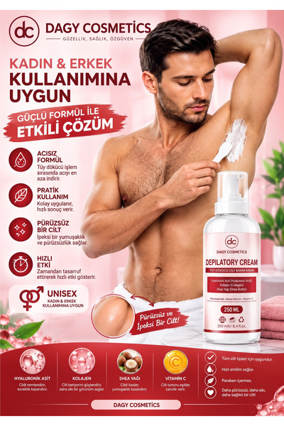 Dagy Cosmetics Professional Bacak & Vücut Tüy Dökücü Krem Güzel Koku Tüm Cilt...