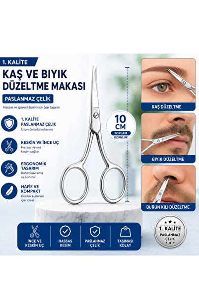 Genel Markalar Sakal Bıyık Kaş Burun Kılı Kesme Makası Çok Amaçlı Kullanılabi...