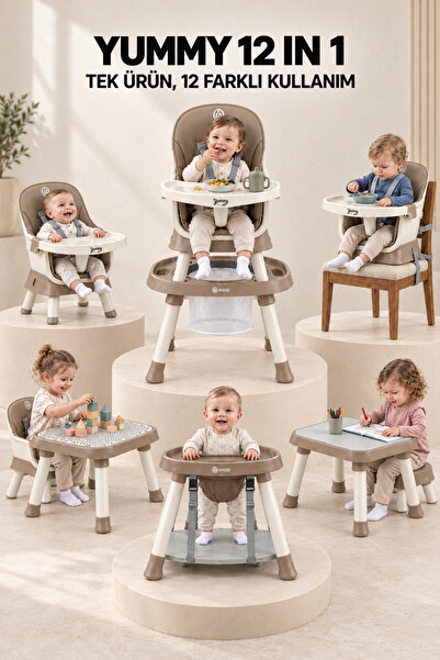 Quero Yummy 12in1 Mama Sandalyesi 12 Özellik Portatif Çalışma, Oyun Masalı Ço...