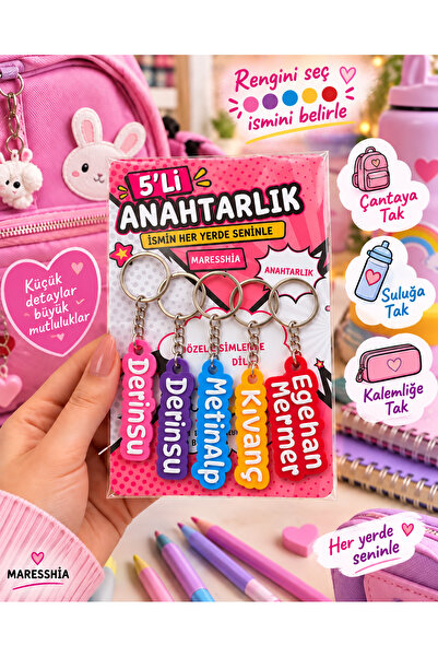 maresshia 5 adet Kişiye Özel İsme Özel Hediyelik Anahtarlık