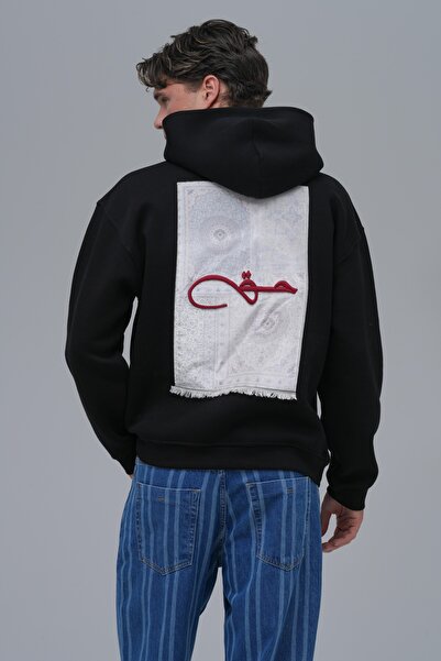 SHANBERWEAR Calligraphy Carpet Erkek Oversize Hoodie Kapüşonlu Sweatshirt