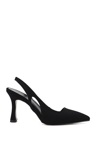 GÖNDERİ(R) Women's Black Stiletto Heel U Open Back Shoes