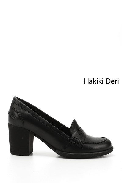 GÖNDERİ(R) Women/Girls Black Medium Thick Heeled Genuine Leather Shoes
