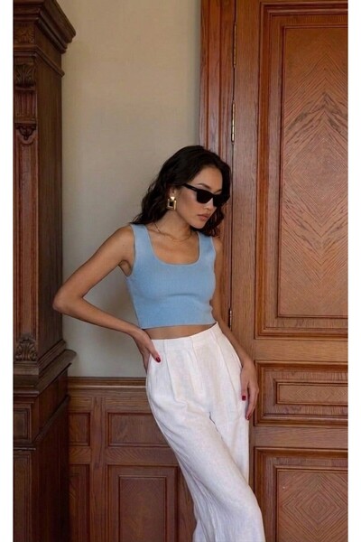 onno style women Sleeveless Strappy Square Neck Women's Knitted Blouse