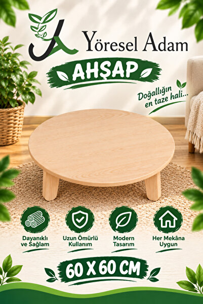 YÖRESELADAM Hamur Açma Masası - Yufka Tahtası - Yer Sofrası - 60 Cm