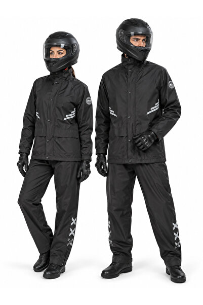 MOTOKIT Siyah Oxford Kumaş Motosiklet Yağmurluk Takımı - Su Geçirmez, Hafif v...