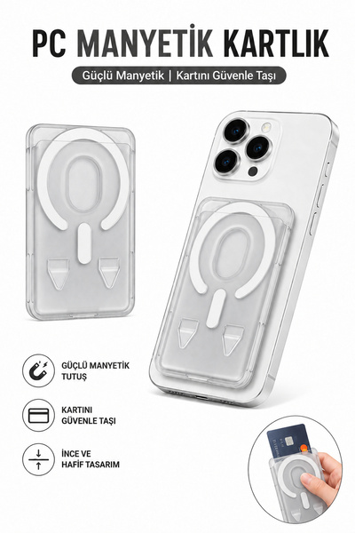 WANNA PROTECT Magsafe Mıknatıslı Kartlık Deri Cüzdan Kartlık Tüm Magsafe Akıl...