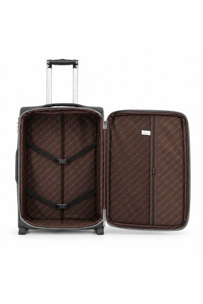Generic 24 Inch Expandable Checked Soft Trolley Travel Luggage with 2-Wheel Design, Medium-Gray