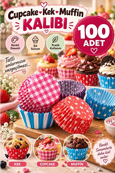 Kitchen Beauty 100 Adet Kağıt Kek Kapsülü | Muffin Cupcake Kek Kapsülü | 100'...