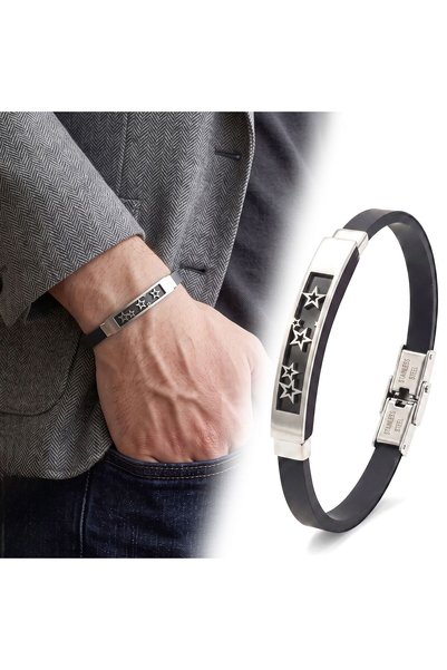 SeyCey.co Galaxy Stars Patterned Steel Bracelet - Black