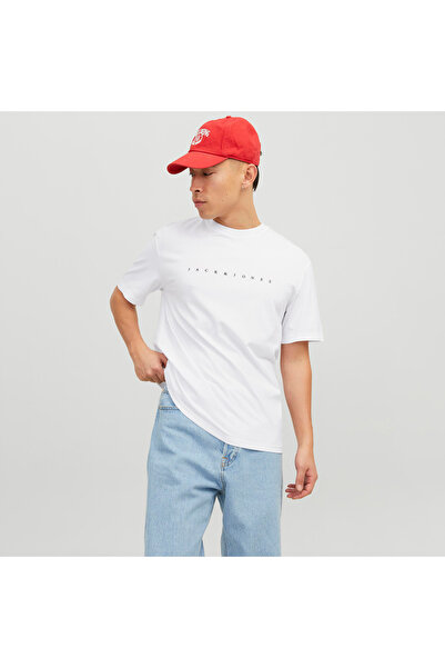 Jack & Jones Men's Crew Neck Logo Printed T-Shirt - Star