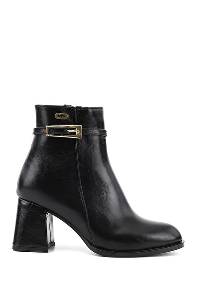 GÖNDERİ(R) Women's Black Zippered Thick Heeled Boots