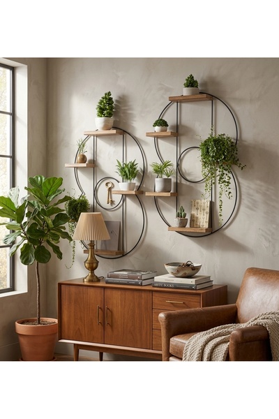 RUSTİKEVDECORART Salon Mutfak Teras Balkon Ofis Dekoratif Duvar Balkon Rafı Tekli