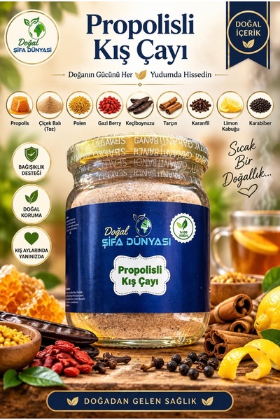 DogalSifaDünyası Propolisli Kış Çayı 120 gr Özel İçerikli Boğaz Ağrısı