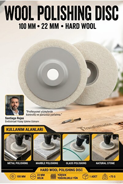Transformacion SERT 100mm Yün Polisaj Flap Keçe - Matkap ve Spiral Uyumlu Met...